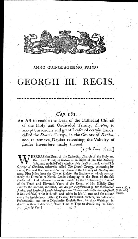 Dublin Cathedral Leases Act 1811