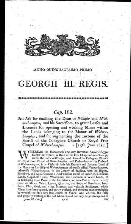 Dean of Windsor and Wolverhampton's Estate Act 1811