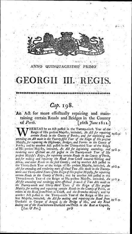 Roads and Bridges in Perthshire Act 1811