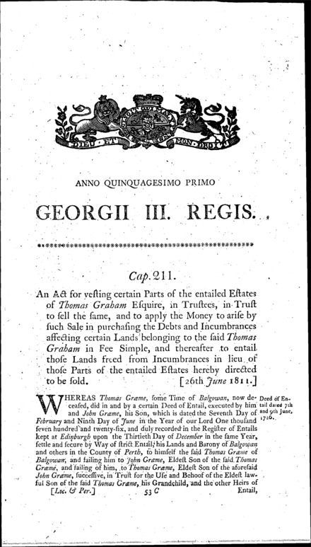 Graham's Estate Act 1811