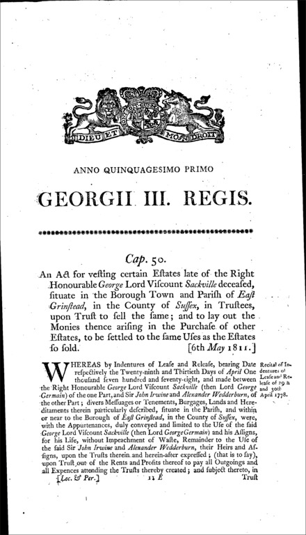Viscount Sackville's Estate Act 1811