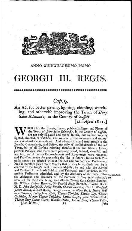 Bury St. Edmund's Improvement Act 1811