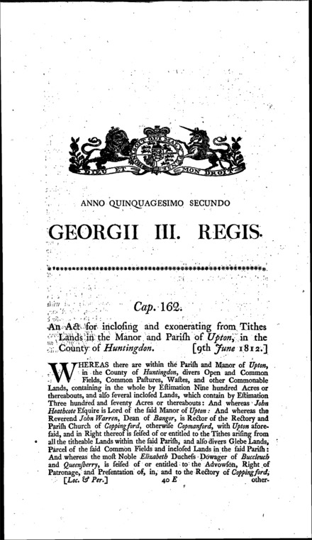 Upton (Huntingdonshire) Inclosure Act 1812
