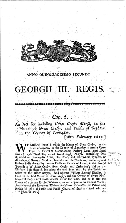 Great Crosby Marsh Inclosure Act 1812