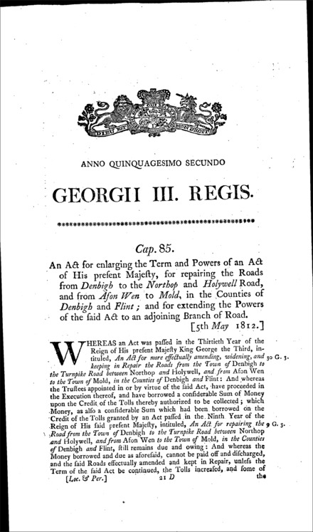 Denbigh and Holywell Roads Act 1812