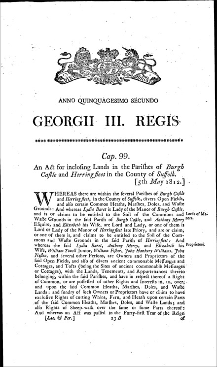 Burgh Castle and Herringfleet Inclosures Act 1812