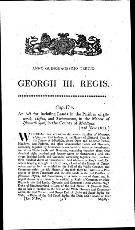 Isleworth, Heston and Twickenham Inclosures Act 1813