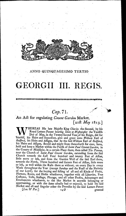 Covent Garden Market Act 1813