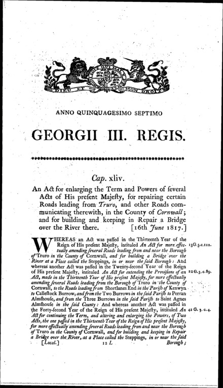 Truro Roads Act 1817