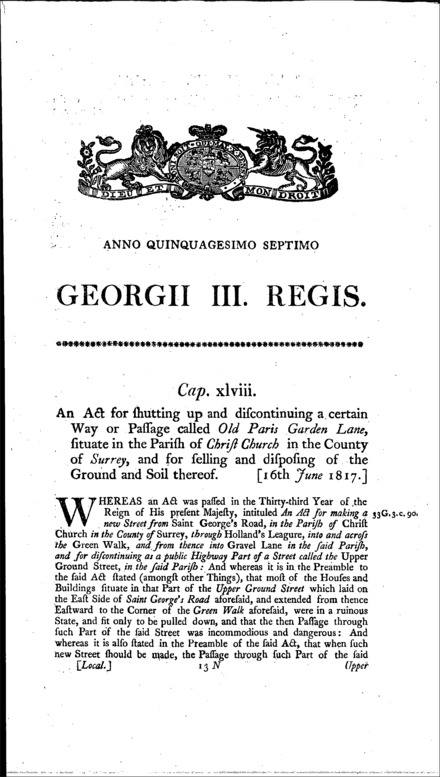 Christchurch (Surrey) Improvement Act 1817