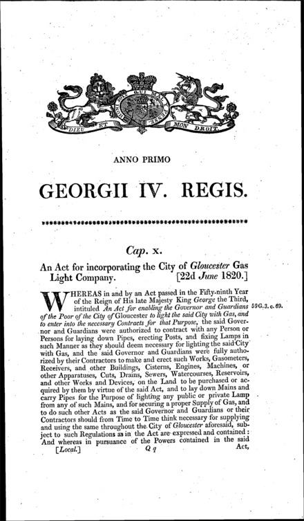 Gloucester Gas Act 1820