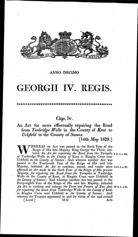 Tunbridge Wells and Uckfield Road Act 1829