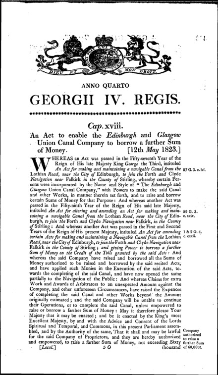 Edinburgh and Glasgow Union Canal Company Act 1823
