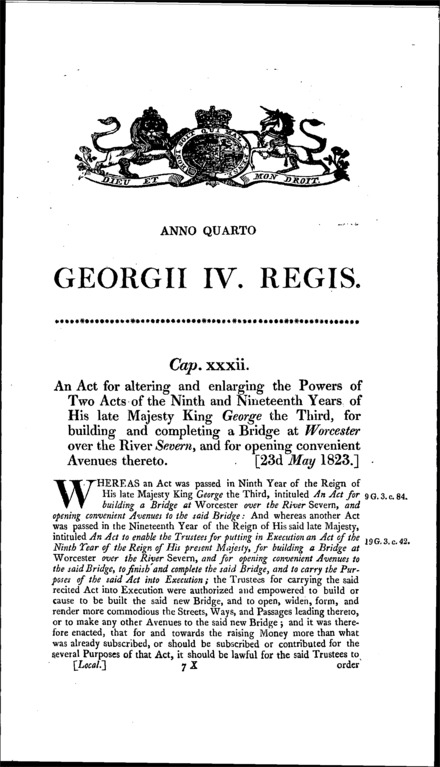 Worcester Severn Bridge Act 1823
