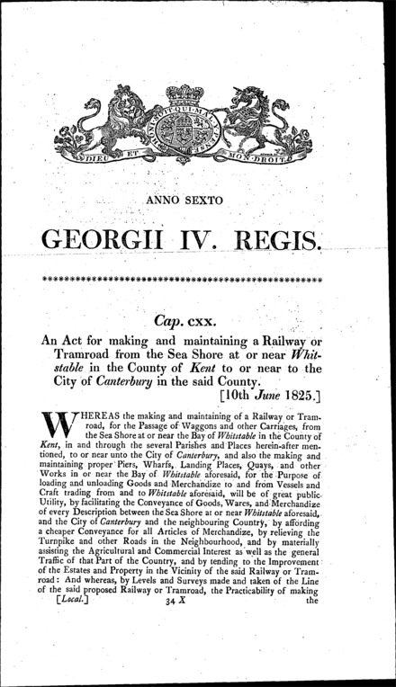 Canterbury and Whitstable Railway Act 1825