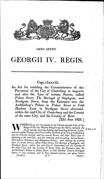 Canterbury Streets Act 1825