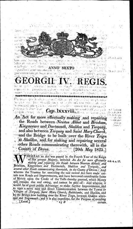 Newton Abbott and Torquay Road Act 1825