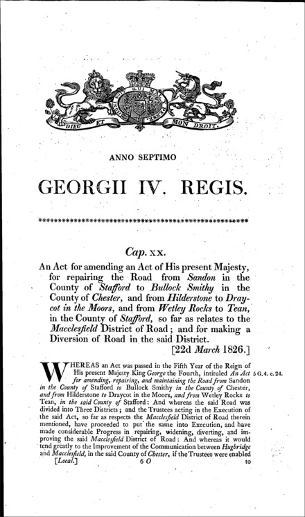 Macclesfield Roads Act 1826