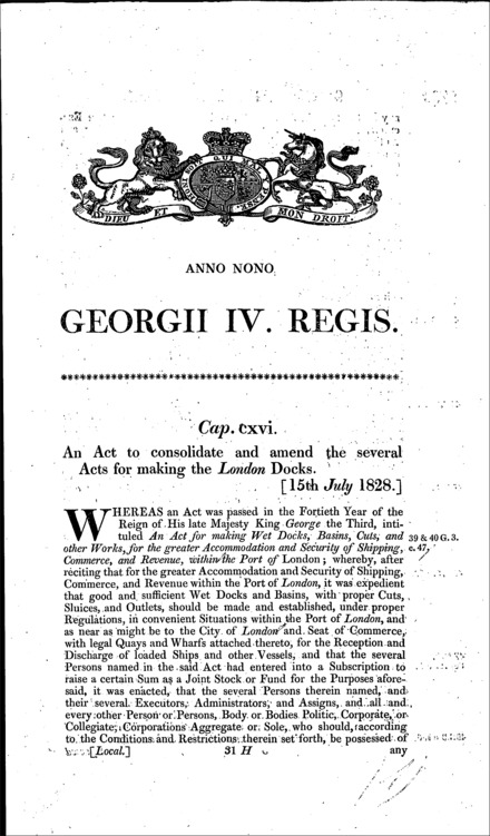London Docks Act 1828