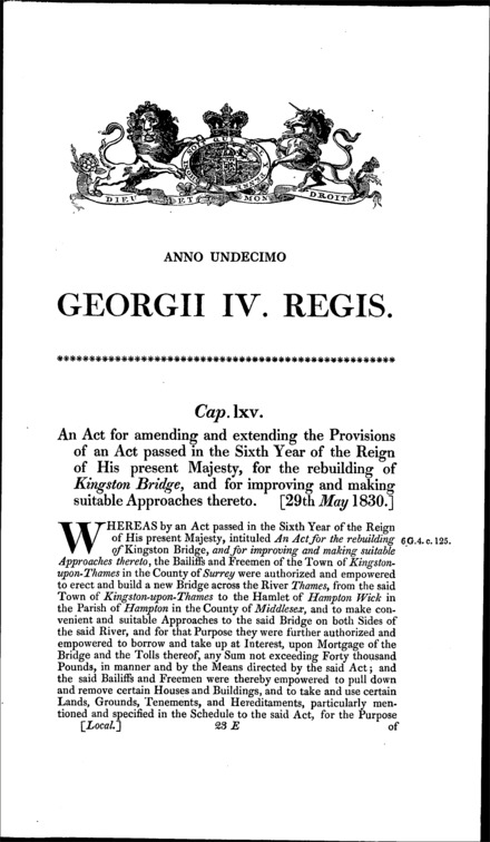 Kingston-upon-Thames Bridge Act 1830