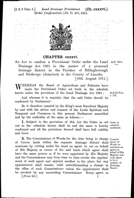 Land Drainage Provisional Order Confirmation (No. 3) Act 1911