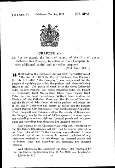 Chichester Gas Act 1911