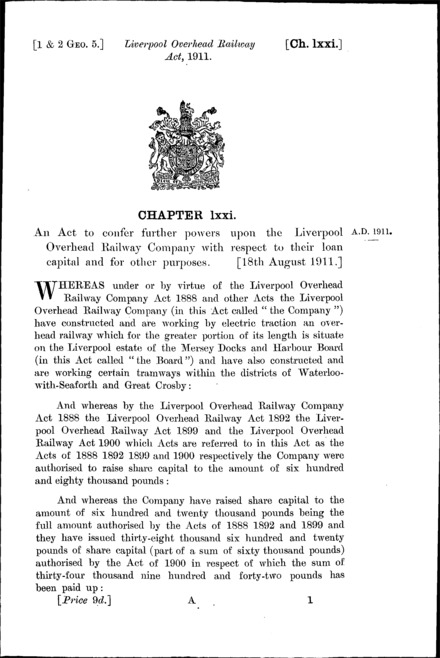 Liverpool Overhead Railway Act 1911