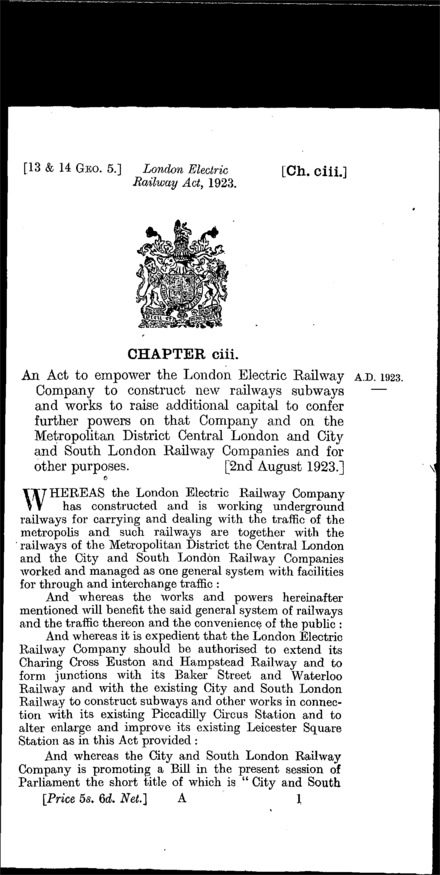London Electric Railway Act 1923