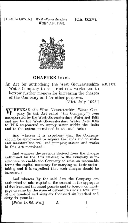 West Gloucestershire Water Act 1923