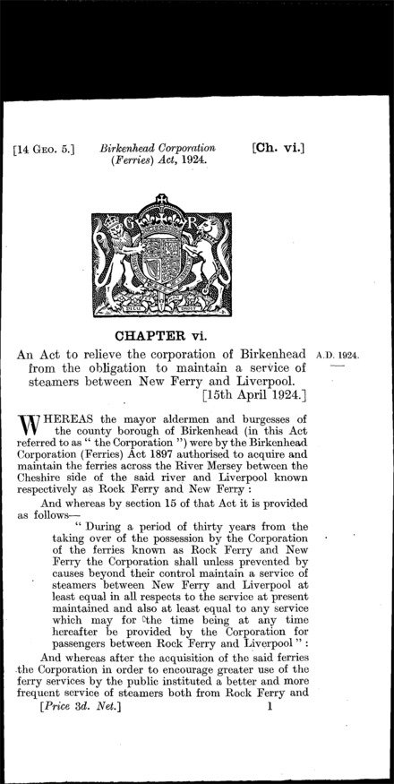 Birkenhead Corporation (Ferries) Act 1924