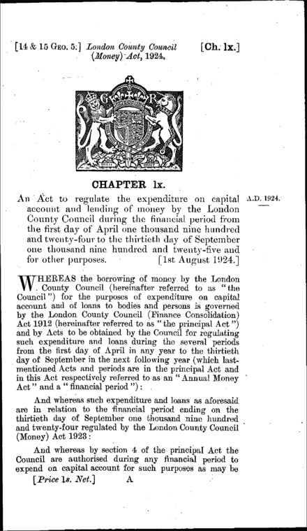 London County Council (Money) Act 1924