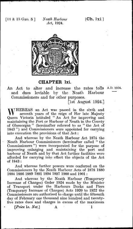Neath Harbour Act 1924