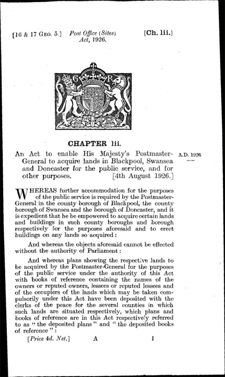 Post Office (Sites) Act 1926