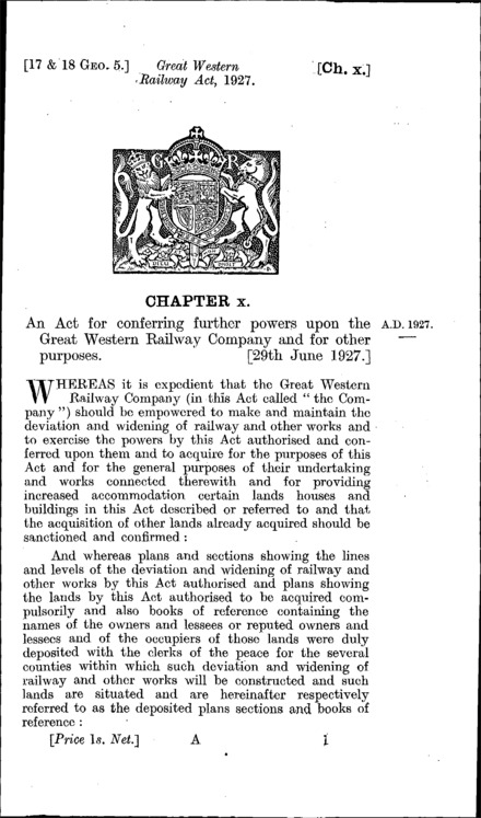Great Western Railway Act 1927