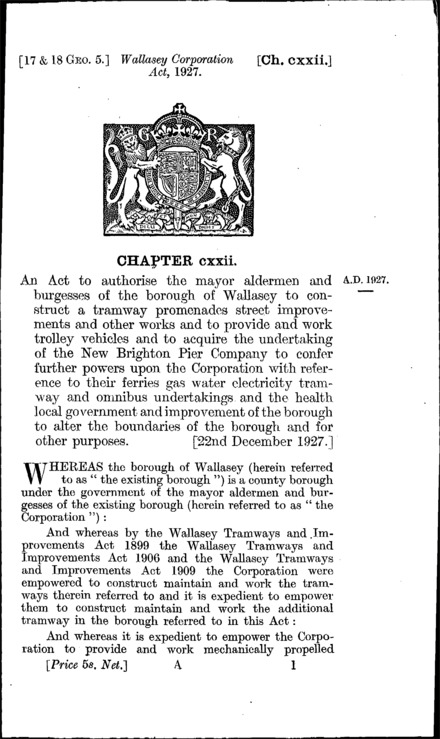Wallasey Corporation Act 1927