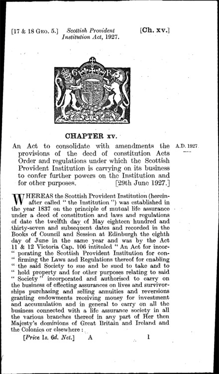 Scottish Provident Institution Act 1927