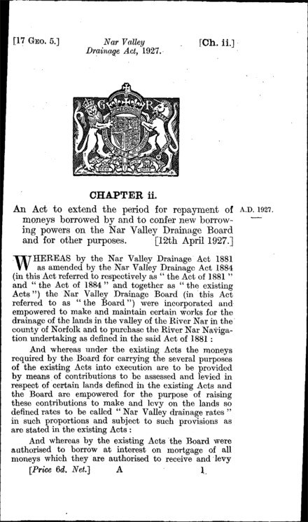 Nar Valley Drainage Act 1927