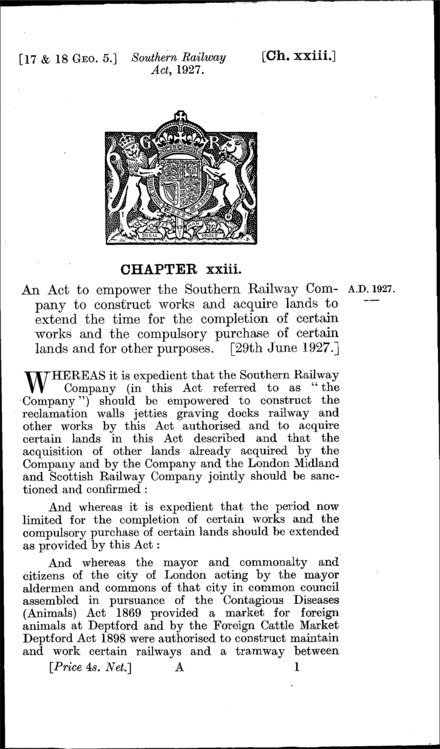 Southern Railway Act 1927