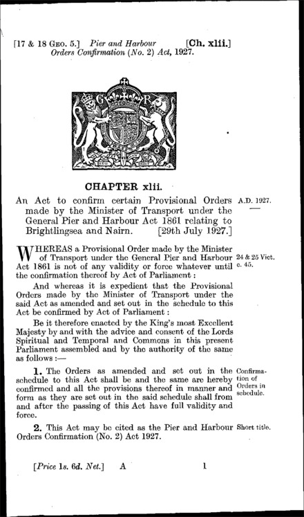 Pier and Harbour Orders Confirmation (No. 2) Act 1927