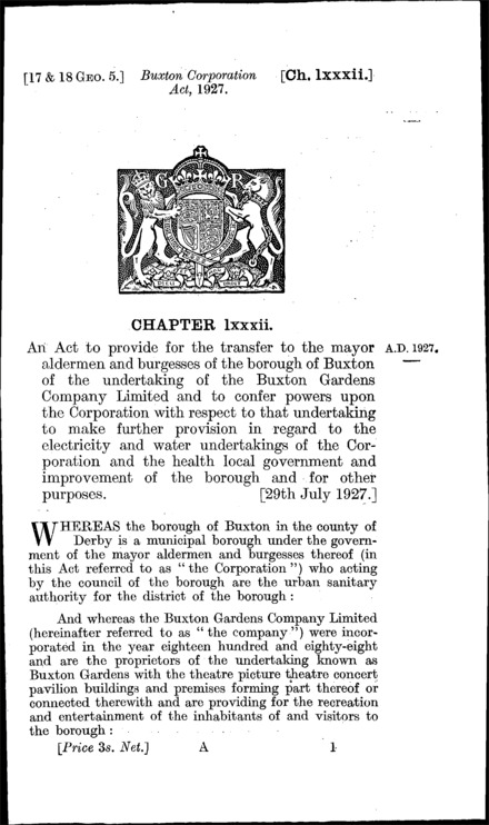 Buxton Corporation Act 1927
