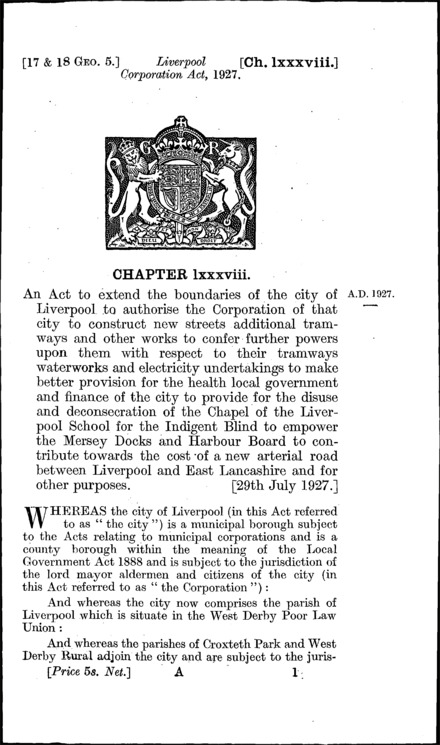 Liverpool Corporation Act 1927