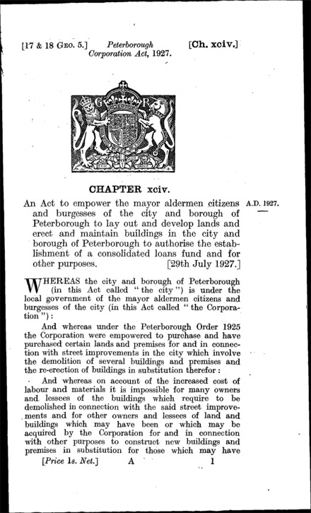 Peterborough Corporation Act 1927
