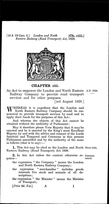 London and North Eastern Railway (Road Transport) Act 1928