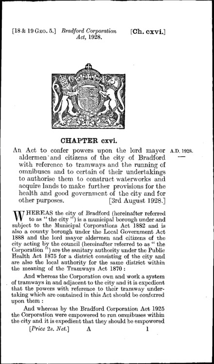 Bradford Corporation Act 1928