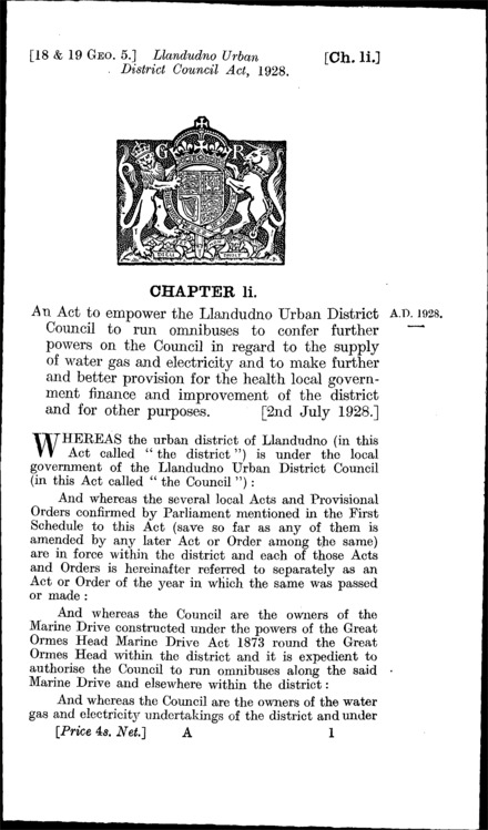 Llandudno Urban District Council Act 1928