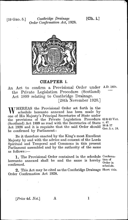 Coatbridge Drainage Corporation Act 1928