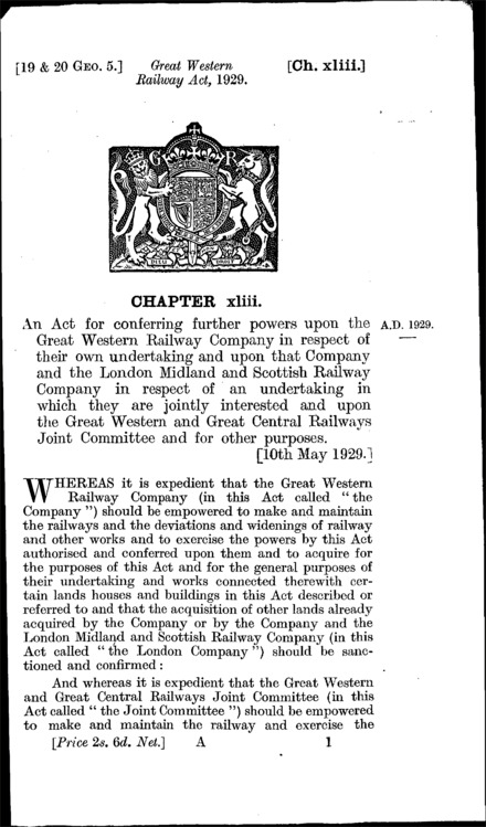 Great Western Railway Act 1929
