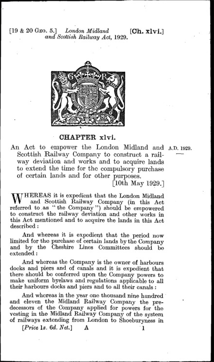 London, Midland and Scottish Railway Act 1929