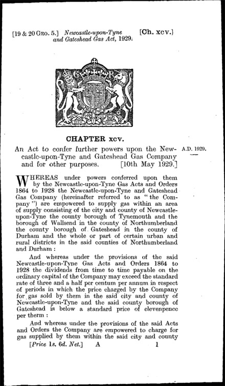 Newcastle-upon-Tyne and Gateshead Gas Act 1929