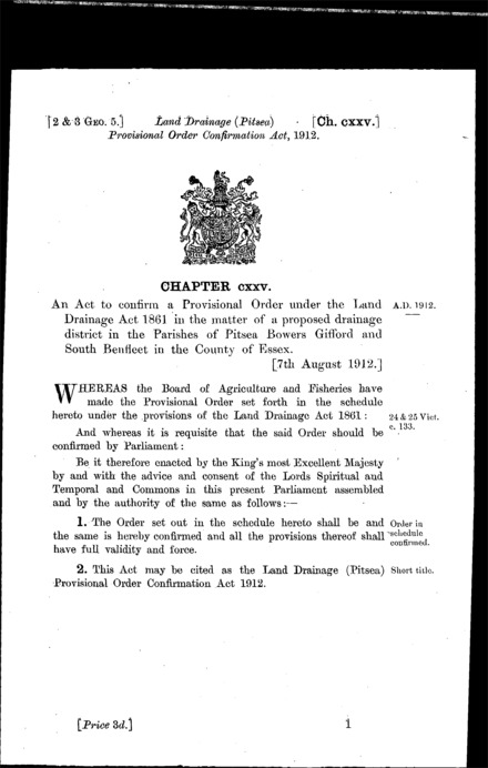 Land Drainage (Pitsea) Provisional Order Confirmation Act 1912